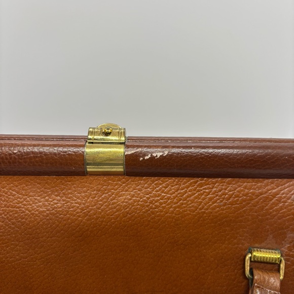 Vintage Classic Structured Top Handle Leather Handbag – Cognac Brown – OS - Picture 13 of 16